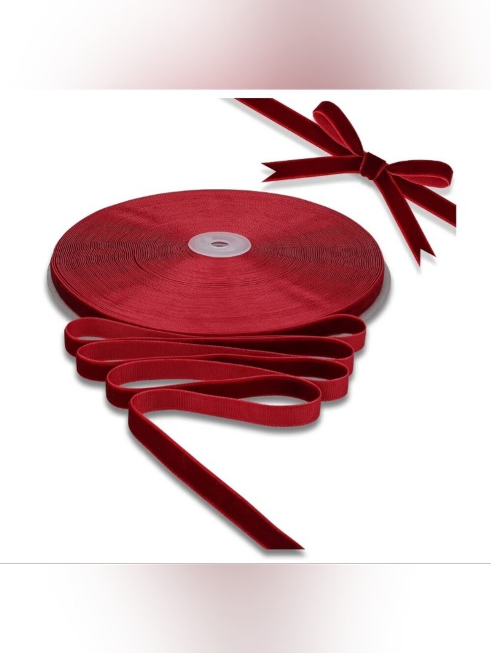 Red Velvet Ribbon Roll - Premium Party & Gift Ribbon 3/8" Wide 30 Yards Long